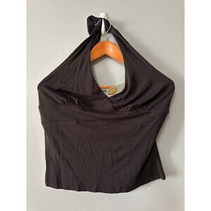 NWT Talbots Petites Black Halter Top Medium Draped Neck Sleeveless Blouse